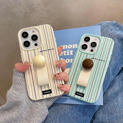 Koreański Styl Paskowany Trójwymiarowy Pierścień z Okrągłych Koralików Klamra Odpowiedni dla IPhone16promax Apple 14 Etui na Telefon 13/15