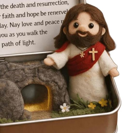 Boîte Hug de Poche de Pâques Figurine Jésus/Lapin/Mouton/Poussin/Papillon/Pierre en Feutre dans Boîte avec Carte Remplisseurs de Panier de Pâques Cadeau Inspirant pour Femmes