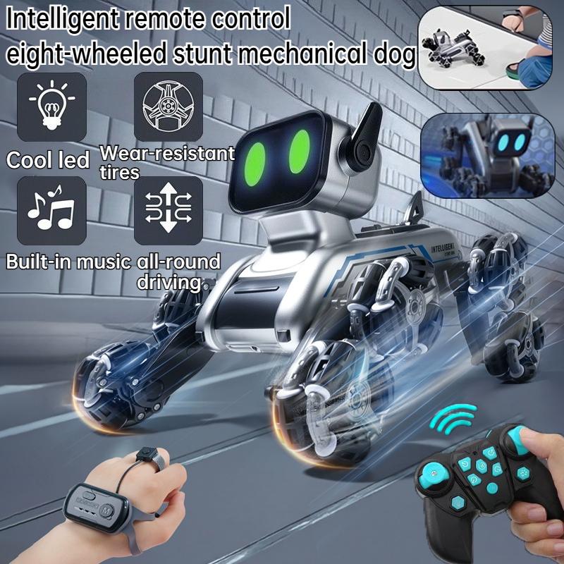 Smart controller/watch remote control robot dog,eight wheel stunt transformation,built-in music,all-round driving,Christmas gift
