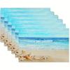 Tranquil Blue White Ocean Beach Seashell Rectangular Placemat Set For Coastal Dining Table Decor Coffee Shop