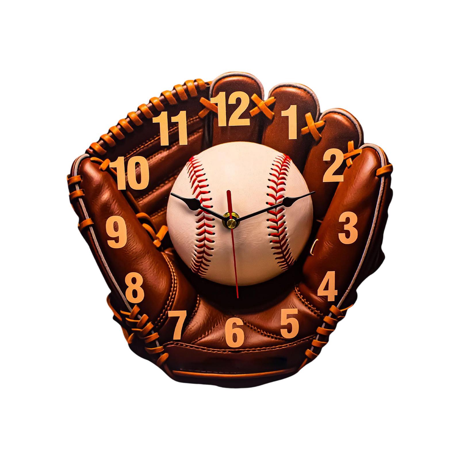 

Настенные часы в виде бейсбольной перчатки, печать по дереву, бесшумные стрелки, работают от батареек AA (Не включено), Коричневый кожаный дизайн, Гостиная, Спальня, Декор One Size