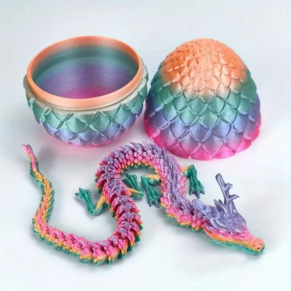 Uovo di Drago Stampato in 3D con Modello di Drago Completamente Articolato Mobile Girevole Ornamento da Tavolo Articolato Giocattolo per Bambini