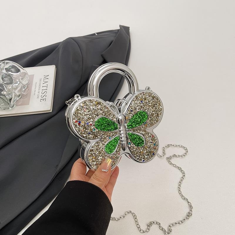 Fashionable Butterfly-shaped Diamond-encrusted Ladies' Trendy Chain Shoulder Bag