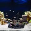 kathson Aquarium Shipwreck Decor Fish Tank Sunken Ship Ornament Pirate Shipwreck Decoration Resin Sunken Boat Betta Fish Sunken Ships Accessories for