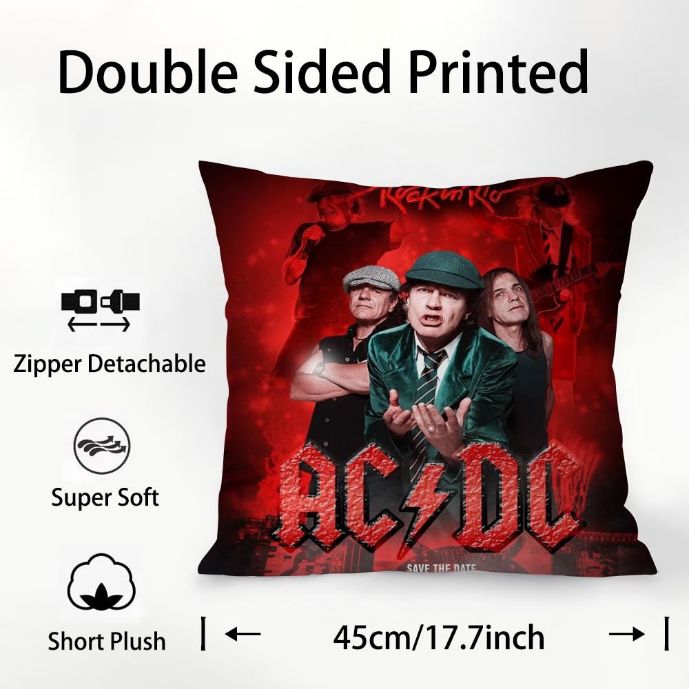 

A-AC D-DC Наволочка Back In Black Плюшевая ткань Мягкий Двусторонняя печать Чехол для диванной подушки Наволочки для декоративных подушек 16x16Inch