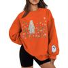 Vintage Halloween Floral Ghost Print Sweatshirt Women Men Crew Neck Long Sleeve Casual Pullover Halloween Sweatshirts Gifts