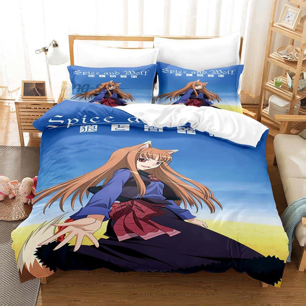 3D Druck Anime Spice and Wolf Bettwäsche Set Einzelbett Twin Full Queen King Size Bettset Erwachsene Kinder Schlafzimmer Bettbezug Set Heimtextilien