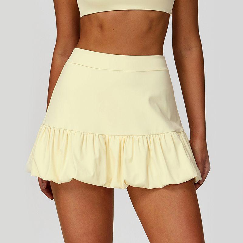 Women's Sports Skirt Fashion Tape Tennis Skirt High Waist Hip Lift Fake Two-Piece Yoga Skirt Running Outerwear Fitness Culottes