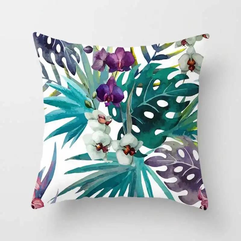 Tropical Plants Cactus Monstera Summer Decorative Throw Pillows Cushion Cover Palm Leaf Green Home Decor Pillowcase