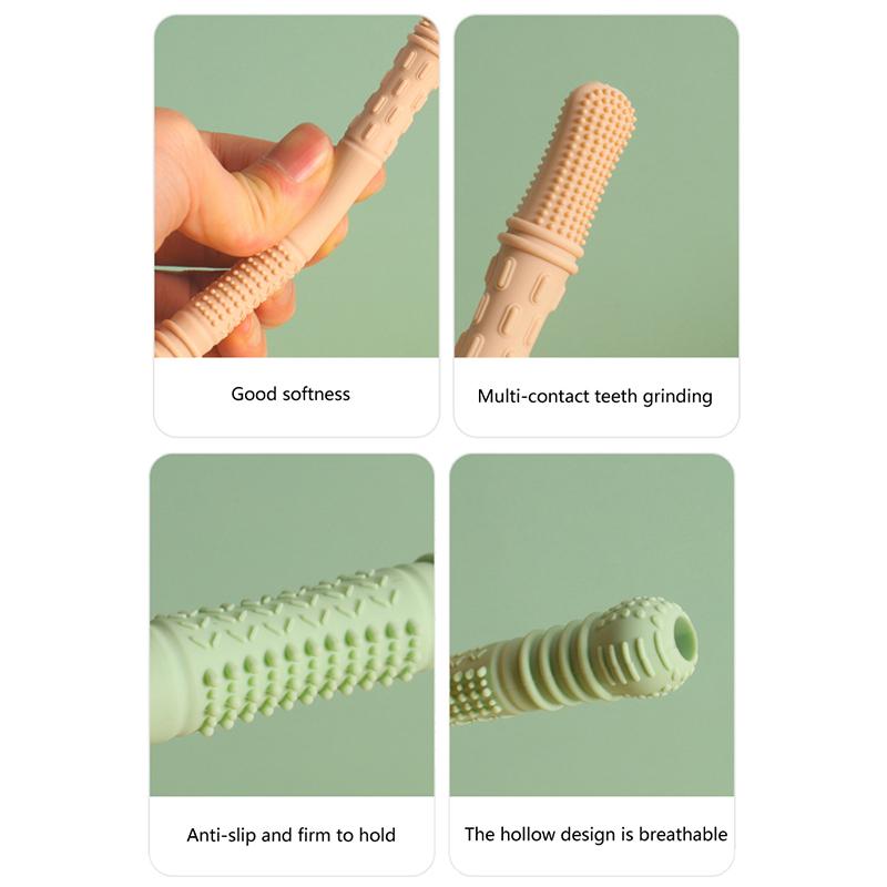 Straw Teether Children's Toy Soft Silicone Hollow Molar Stick Newborn Teething Tube Molar Toy Gift