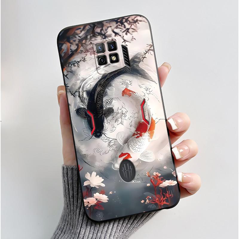 For Nubia Red Magic 7 Pro Case NX709J Back Cover Cute Heart Rabbit Black Soft TPU Phone Case For Red Magic 7S Pro NX709S Shell