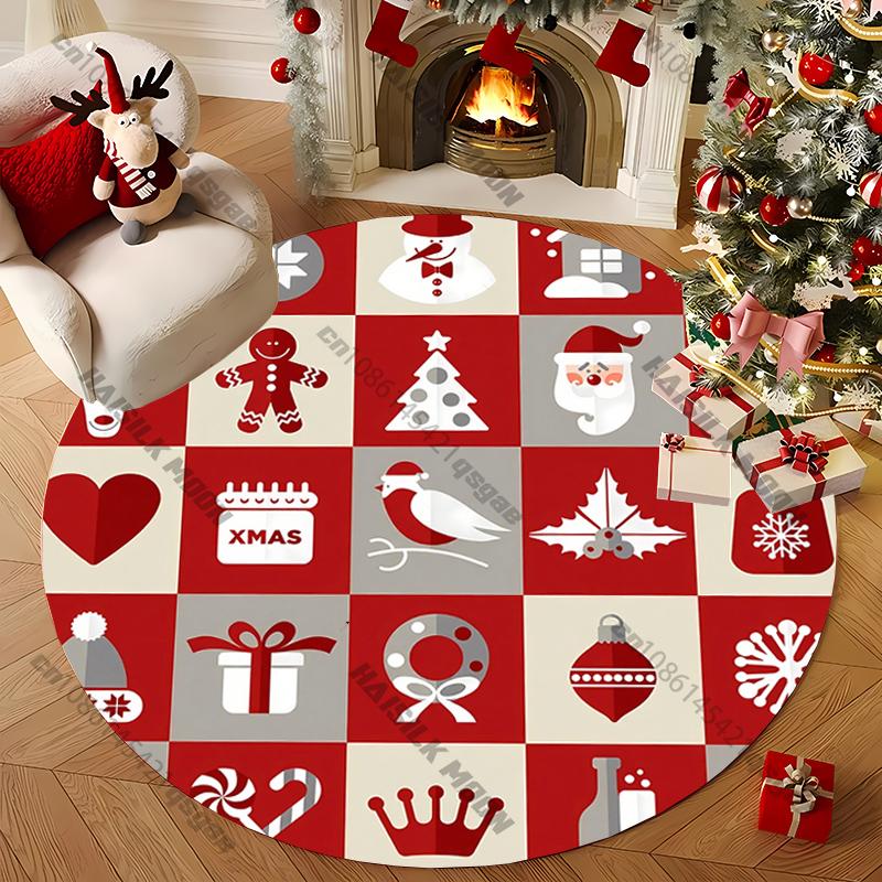 

1 шт. Новый Рождественский Круглый Нескользящий Ковер Детский Игровой Коврик Спальня Гостиная Диван Рождественский Декор Коврик Теплый Подарок для Детей и Друзей Diameter -60cm