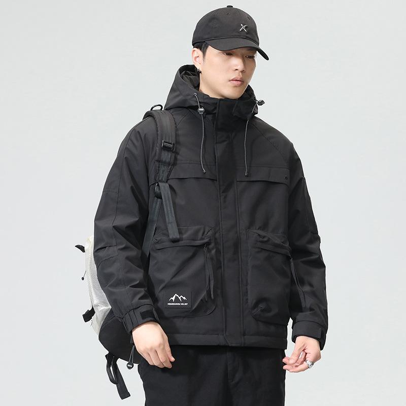 Куртка с капюшоном мужская сезонная зимняя повседневная мужская и женская одинаковая — фото 7