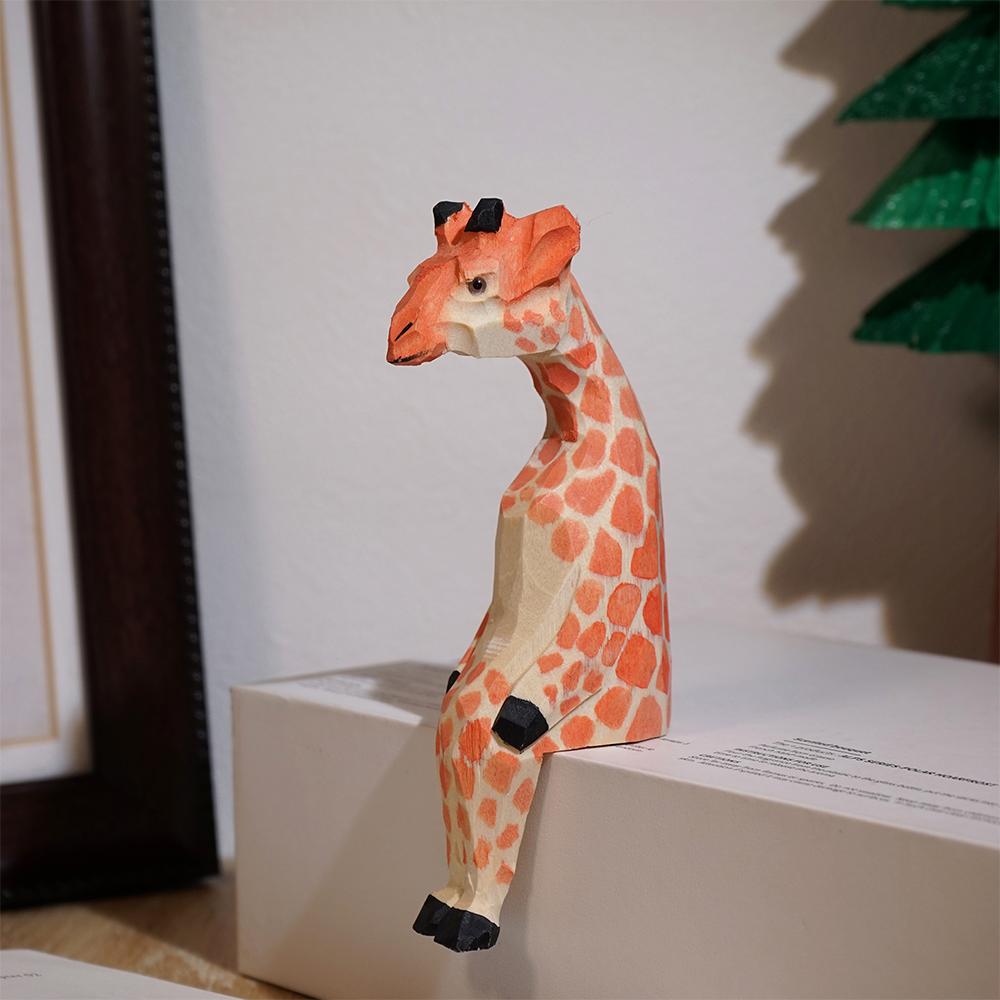 Handcrafted wood carving Giraffe Zebra Leopard Desk Decoration Wooden animal Ornament vivid Figures Wood Hand Carved Wood