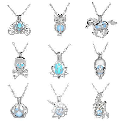 Luminous Rotating Bead Halloween Pendant Necklace for Women