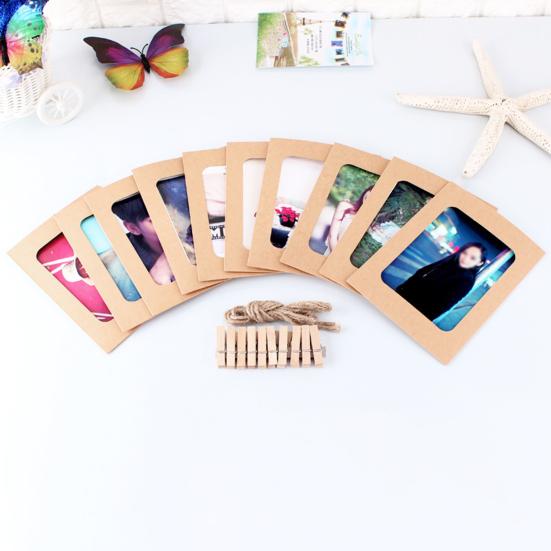 1 Set Hängende Fotorahmen Verstellbares Hängeseil Staubdichtes Papier DIY Fotocollagenrahmen Heimdekoration