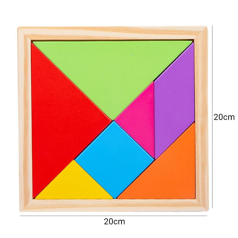 1 Stück Bunter Kiefernholz Tangram Puzzle Spielzeug Mit Musterpapier Mehrere Größen Erhältlich Geeignet Für Kinder Ab 3 Jahren