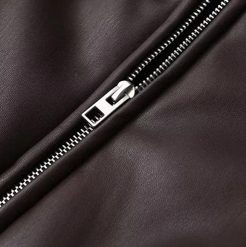 Summer New Women's Clothing, European and American French Design Sense Fashion Internet Celebrity Protein Leather Thickened Leather Cotton Coat