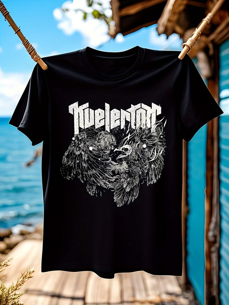 Heavy Metal Band Graphic Tee - Kvelertak Owl Fight Shirt with Bold Owl Design - Extra Large XX-Large Black Heavy Metal for Concerts T-shirt