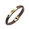 Men Brushed Stainless Steel Bracelet Leather Wristband Bracelet Charm Male Jewelry Gift