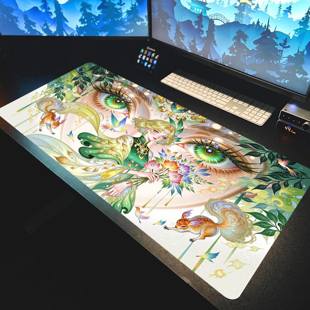 Surface for Computer Mouse Pad Large Gamer Mousepad Color Anime Carpets Girl Eyes Desktop Mat Gaming Mats Playmat Xxl Table Pads