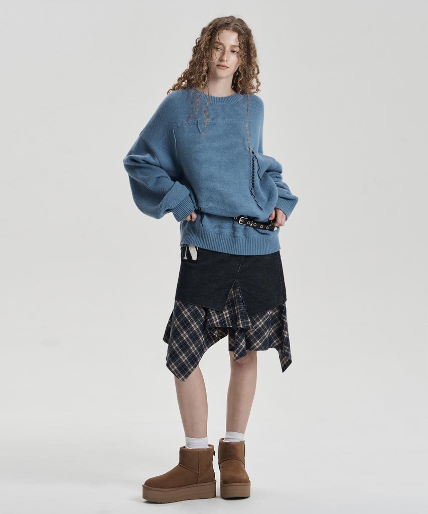 Jenyujeu Damaged Knit - Blue