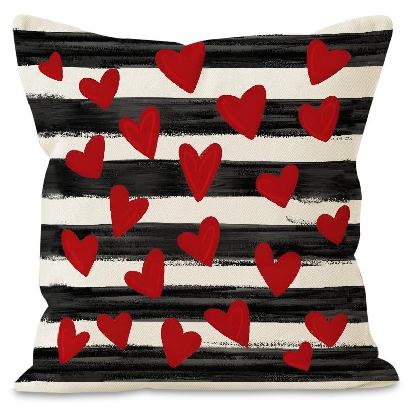 Valentine'S Day Plaid Print Home Decor Pillowcase Bedroom Living Room Sofa Decoration Polyester Cushion Cover With Zipper