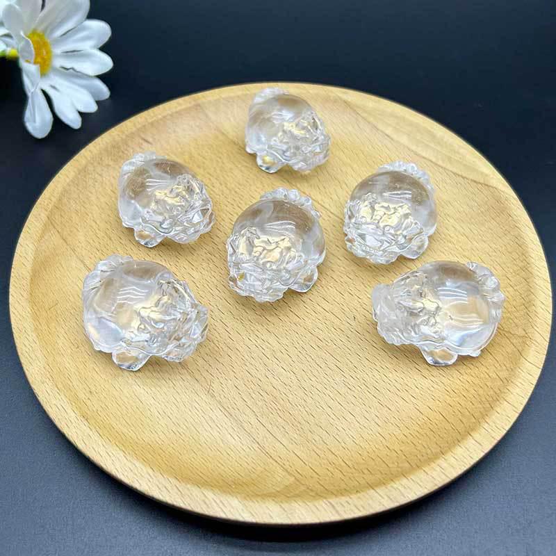 Natural High-Purity White Crystal Dragon Turtle Carved Pendant & Sweater Chain Ornament