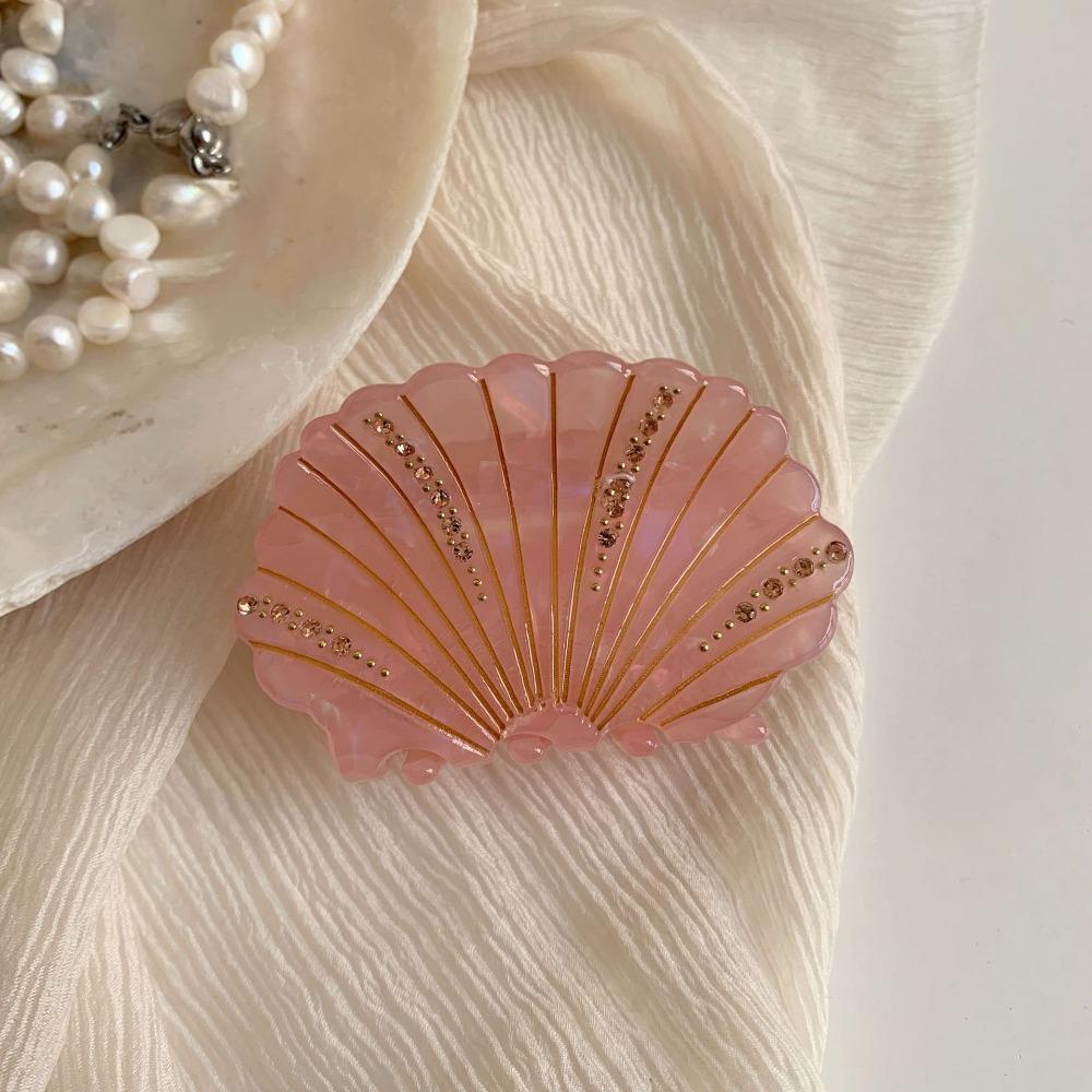 Non-slip Acetate Shell Hair Claw Jewelry Rhinestone Crab Clip Creative Shell Shark Clip  Girl
