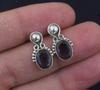 Solid 925 Sterling Silver Amethyst Cut Gemstone Stud Earring Handmade Jewelry Boho Earrings Gift For Her
