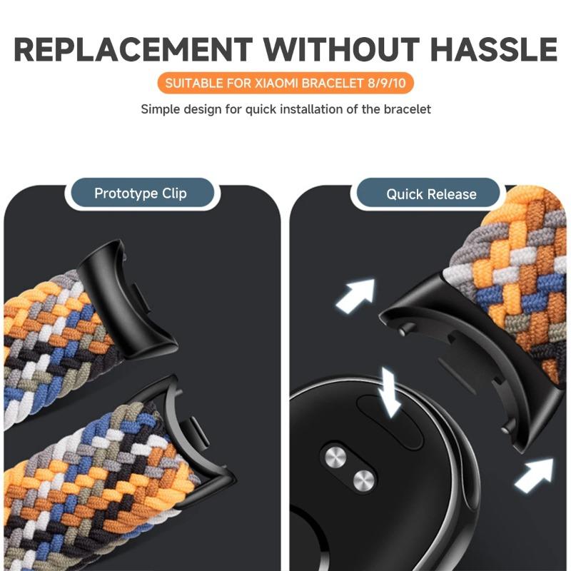 Nylon Braided Band for Xiaomi Watch 10/9/8 Magnetic Loop Band for Miband 10 9 8 NFC Sport Bracelet Smartwatch Replacement