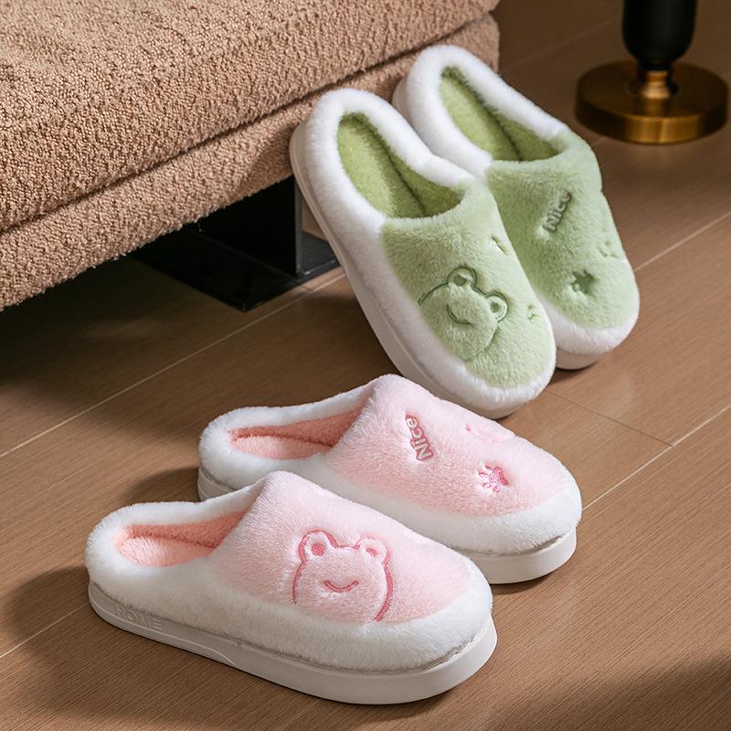 2025 Women's Autumn/Winter Plush Cotton Indoor Slippers - Warm Household Footwear for Couples