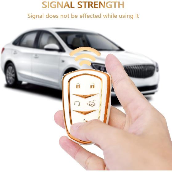 OFFCURVE for Cadillac Key Fob Cover, Premium Soft TPU Key Case Shell for Cadillac Escalade 2015-2019 CTS XTS ATS STS XT4 XT5 CT6 SRX Smart Key Holder