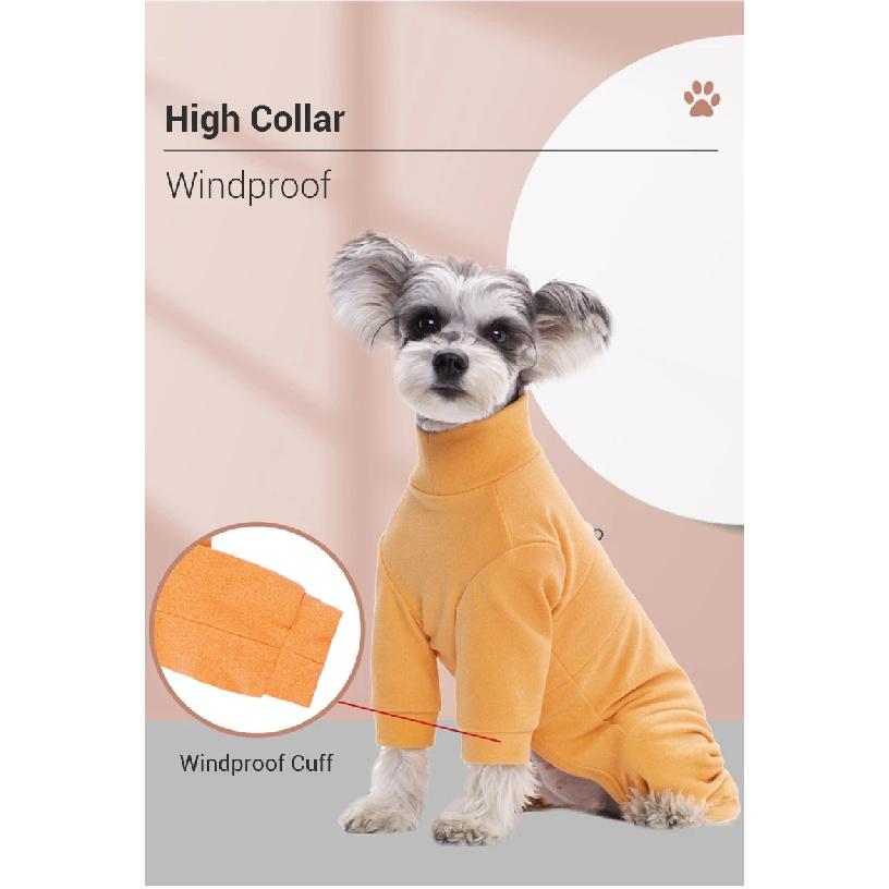 Winter Dog Clothes Pajamas for Small Dogs Soft Velvet Warm Dog Jumpsuit with Long Sleeves Windproof High Neck Puppy Undershirt