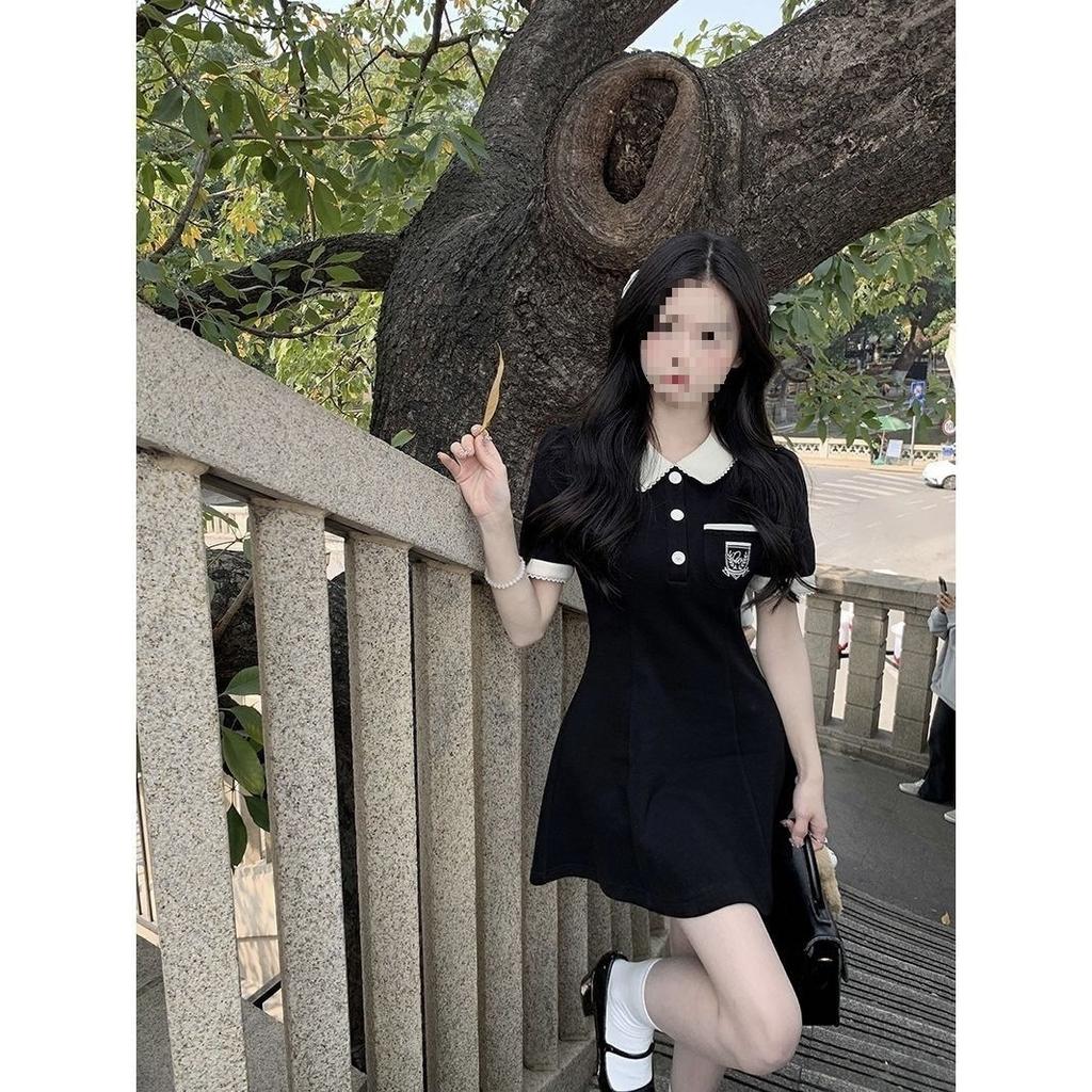 Xiaoxiangfeng Polo Collar Dress, College Summer Design Sense, Niche Temperament, Waist and Thin A-word Short Skirt