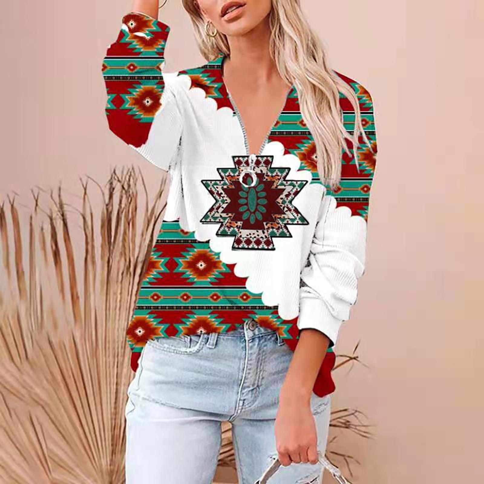 

Женская повседневная модная блузка с длинными рукавами и застежкой-молнией большого размера с v-образным вырезом и принтом M белый