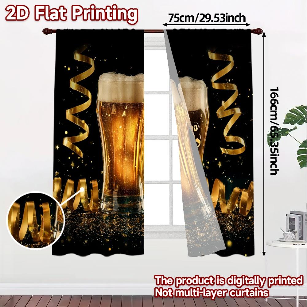 Set Of 2 Flat Printing Curtains Without Rod Chic Curtain Versatile Fabric Decorations Use Made Polyester