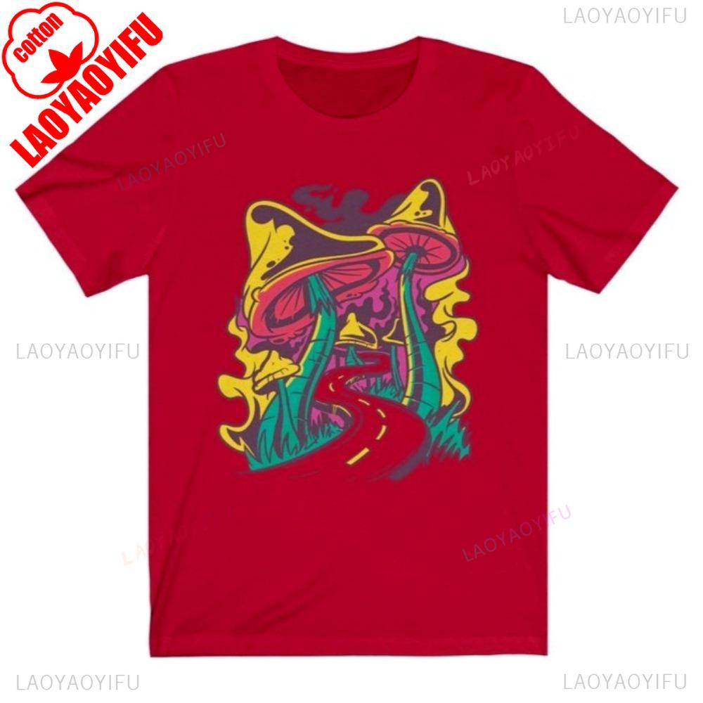 Psychadelic Road Trip TShirt Magic Mushroom Shirt Men Women Summer Daily Life Fashion Casual Crewneck Cotton Short Slevee
