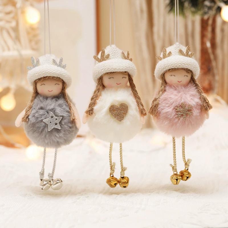 Christmas Doll Hanging Ornament Christmas Tree Angel Doll Hanging Toys Xmas Plush Doll Pendants Ornament Birthday Kids Gifts