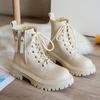 Mid Heel Platform Ankle Booties Women's Casual Ankle Booties Platform Lace-Up Boots  Winter Round Toe Comfort Shoes