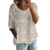 Women's Casual Fashion Three-quarter Sleeve Loose Round Neck Floral Print Top