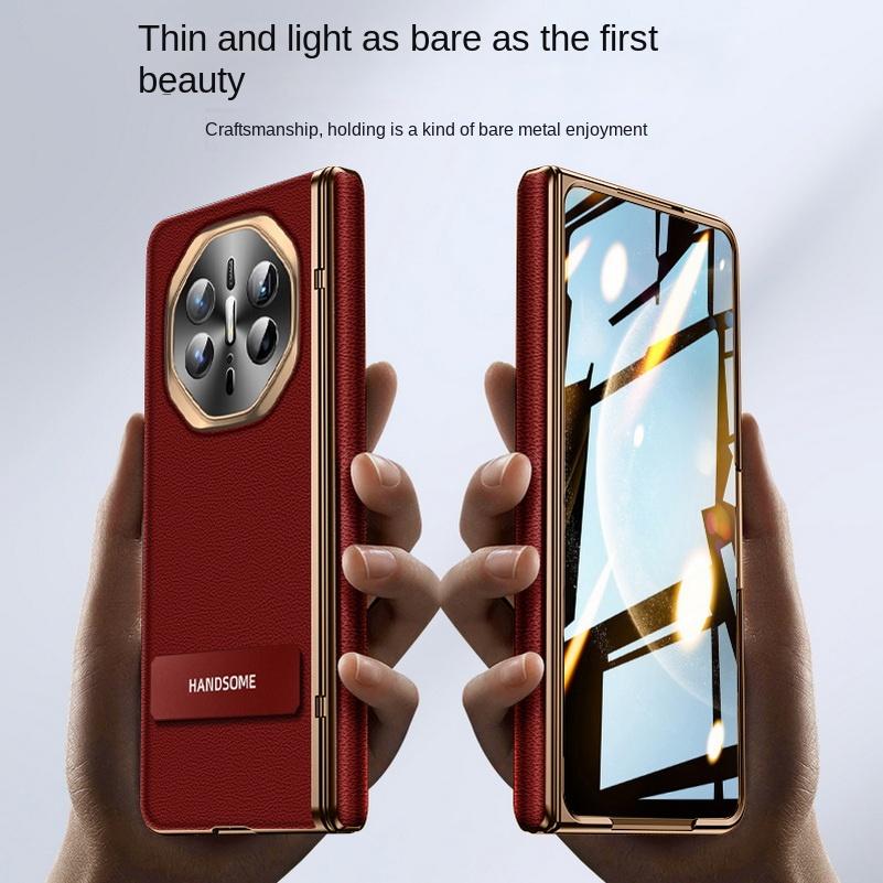 Leather Plated Frame with Tempered Glass Protective film Case For Huawei Mate X6 MATE X6 All-inclusive Hinged Cover