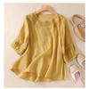 Women's Linen Blend 2-Piece Outfit Embroidered Half Sleeve Top & Wide Leg Pants Casual Set
