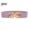 Wide Elastic Waist Belt 75cm Women's Belt, Stretch Fashionable with Slimming for Daily Commute Geometric Metal Buckle, Dress Corset Accessory