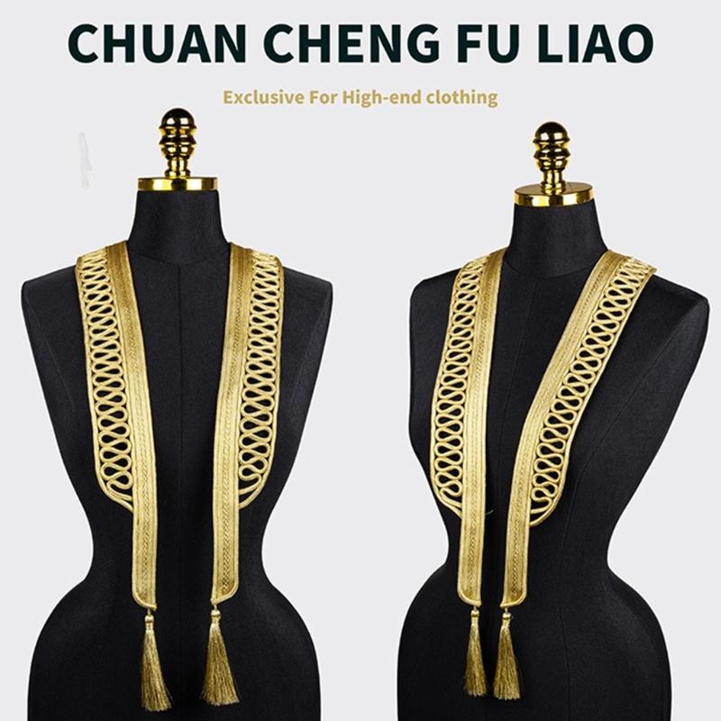 Gold Thread Collar Trim Sewing Applique For Handmade Suits And Dance Costume Clothing Embellishment Sewing Accessories