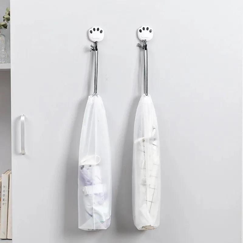 2pcs Translucent Plastic Bag Umbrella Storage Bag Reusable Portable Umbrella Drawstring Storage Cover for Travel Bag Organizer
