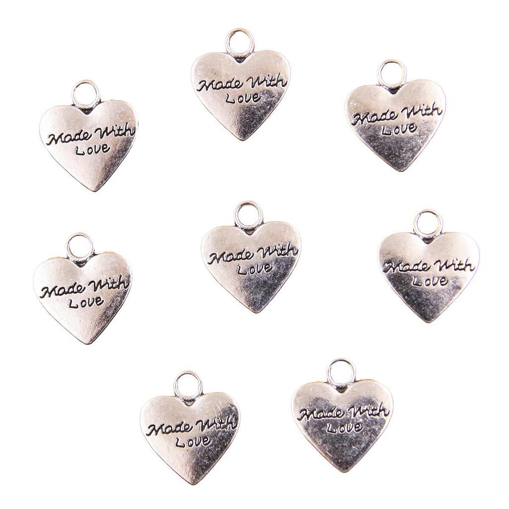 Vintage Silver Heart Pendant with 'Love' Letters - Creative Handmade Jewelry Accessory