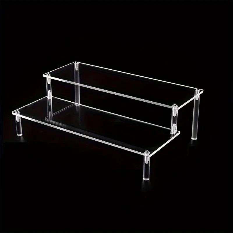 1-4 Tier Acrylic Display Stand Clear Display Riser Rack for Cupcake Perfume Doll Décor Organizer Amiibo Funko POP Figures DC05