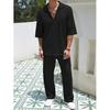 Spring  Commuter Men's Casual Shirt Solid Color Half Sleeve Trousers Two-piece Suit