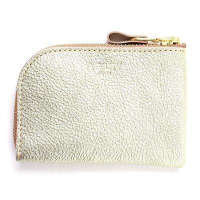 AGILITY Affa Compact Coin Mini Wallet with Gold and Silver "Ciel" Case, L-Shaped Zipper,